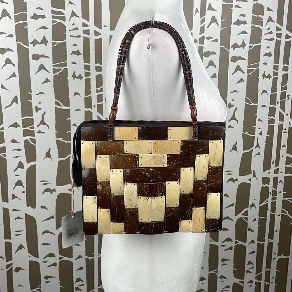 Beachcombers Patchwork Coconut Shell Rectangular Patch Purse Tote
